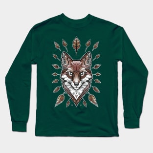 geometric brown fox Long Sleeve T-Shirt